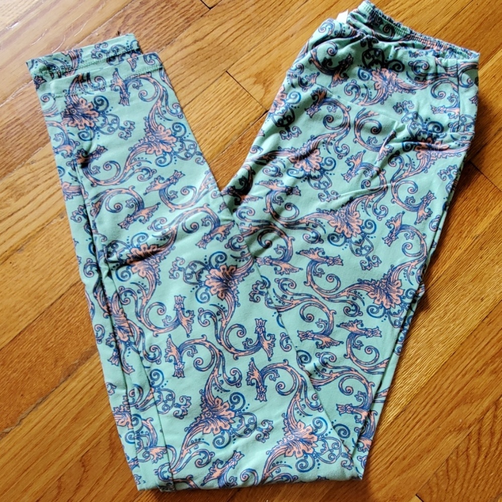 Mint Damask Leggings